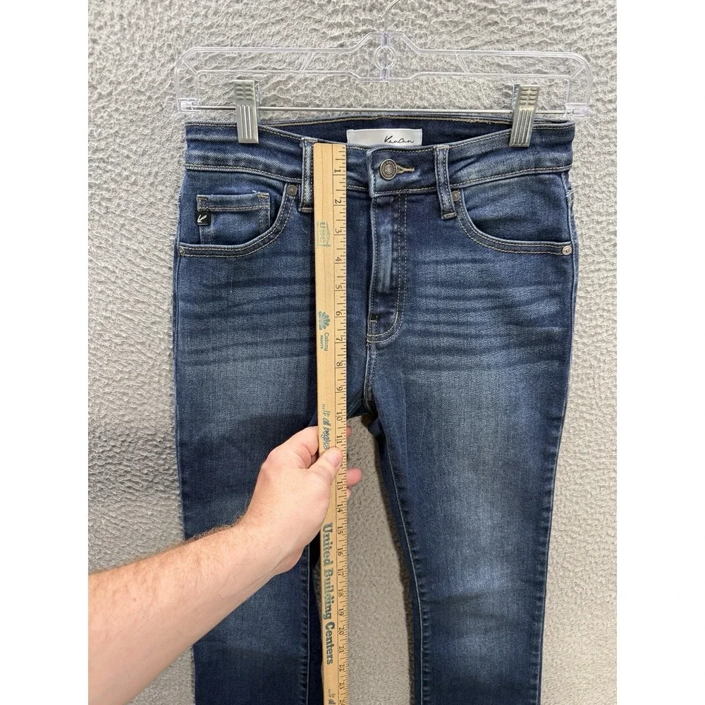 KanCan Jeans‎ Womens 3/25 Blue High Rise Bootcut Stretch Distressed Denim Preppy